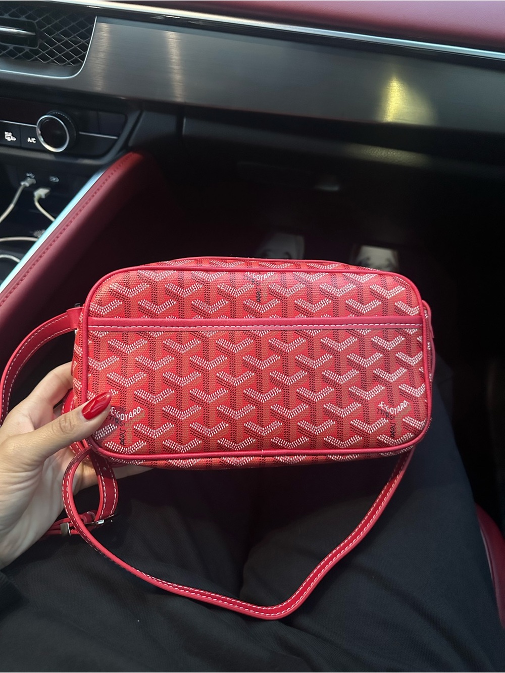 “goyard” red crossover bag